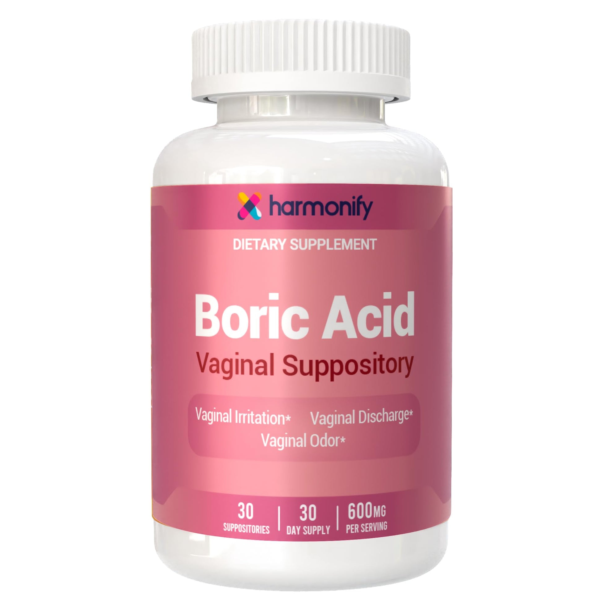 Boric Acid Suppositories for Women 600 mg, Pure Boric Acid pH Balance for Women & Vaginal Odor Control – 30 Suppositories, Made in USA - Maple Wellness Supplements