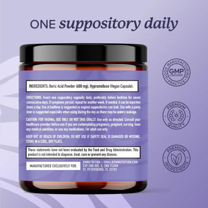 Boric Acid Suppositories for Women 600mg | pH Balance, Vaginal Odor & Itching | Feminine Hygiene & Intimate Health Support | Boric Acid for Women Vaginal Suppositories | Unscented, Vegan | 30 Ct - Maple Wellness Supplements