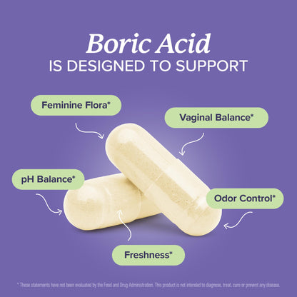 Boric Acid Suppositories for Women 600mg | pH Balance, Vaginal Odor & Itching | Feminine Hygiene & Intimate Health Support | Boric Acid for Women Vaginal Suppositories | Unscented, Vegan | 30 Ct - Maple Wellness Supplements