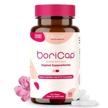 BoriCap - Boric Acid Suppositories for Women - 600 mg - Vaginal Health & Balance, Itch & Odor - Natural Relief - Feminine Care - Feminine Hygiene Products - Made in USA by Heale - 30 Capsules - Maple Wellness Supplements