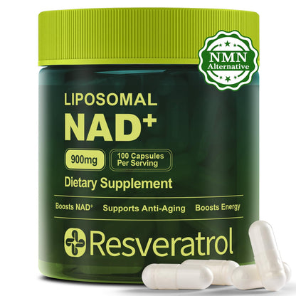 BOSNETHUINH NAD+ Supplement, NAD Nicotinamide Riboside Resveratrol, Liposomal NAD - NMNH Supplement Alternative for Anti-Aging, Mental Clarity & Cellular Energy 100 Capsules - Maple Wellness Supplements