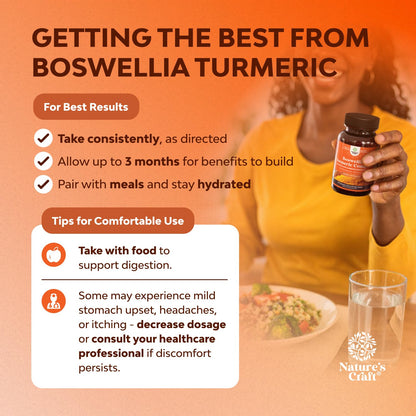 Boswellia Extract Capsules with Turmeric - Advanced Immune Health Support Supplement - Turmeric & Boswellia Serrata Capsules 500mg per Serving for Body Detox & Healthy Joints - 90 Count - Maple Wellness Supplements