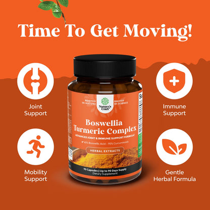 Boswellia Extract Capsules with Turmeric - Advanced Immune Health Support Supplement - Turmeric & Boswellia Serrata Capsules 500mg per Serving for Body Detox & Healthy Joints - 90 Count - Maple Wellness Supplements