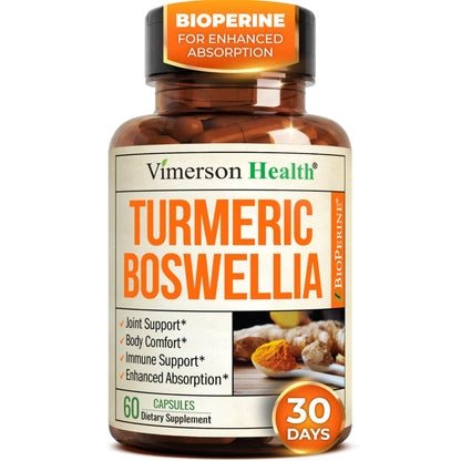 Boswellia Serrata Turmeric Supplement for Joint Support & Inflammation Balance – Turmeric Boswellia Supplement with Ginger & Black Pepper Extract - Maple Wellness Supplements
