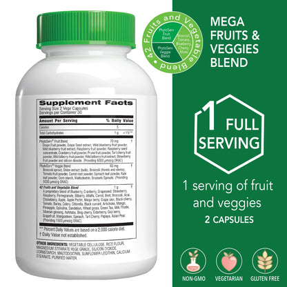 Botanic Choice Mega Fruits and Veggies Blend (60 Capsules) + Prostate 9 Complex (30 Softgels) Bundle - Energy Balance & Superfood Supplement + Urinary Flow & Cellular Health - Maple Wellness Supplements