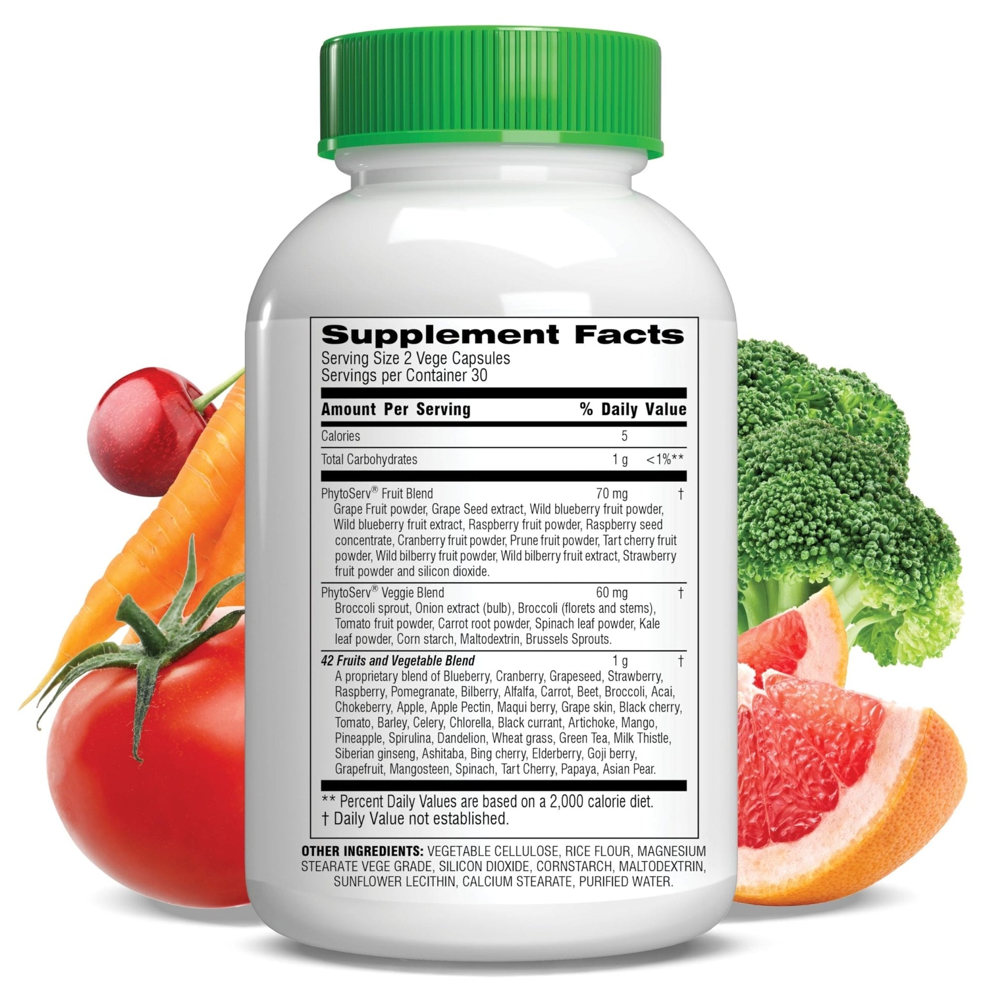 Botanic Choice Since 1910 - Mega Fruits & Veggies Blend - 42 Fruits and Vegetables - 2 Caps Daily - 60 Count Supplement - Maple Wellness Supplements