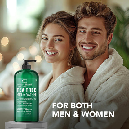 Botanic Hearth Tea Tree Body Wash -16 fl oz- All-Natural Antifungal & Odor-Control Shower - Maple Wellness Supplements