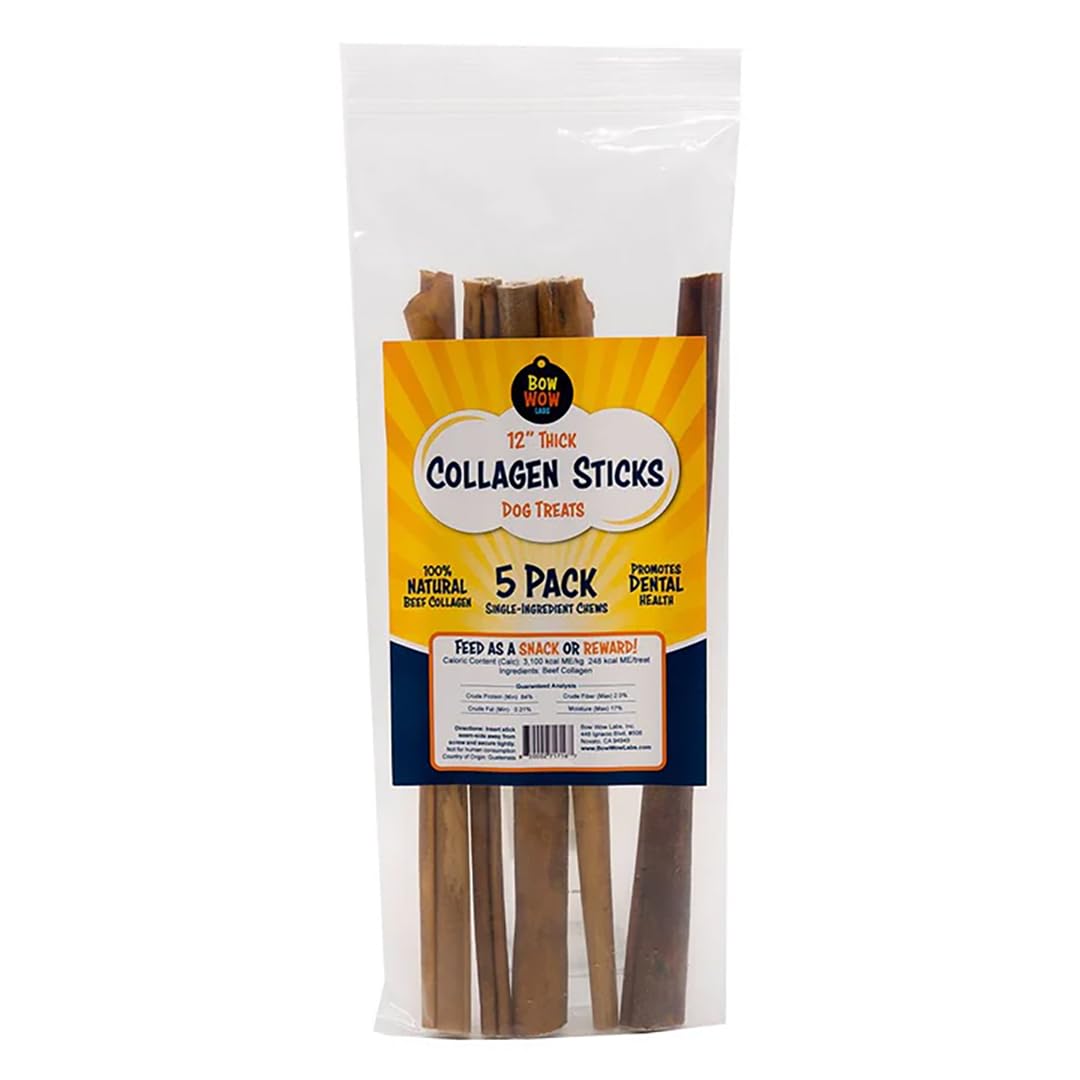 Bow Wow Labs 12" SafeFit Collagen Sticks for Dogs 5 Pack/Jumbo – All-Natural Chews for Joint, Gut, Bone & Oral Health - Maple Wellness Supplements