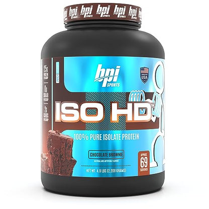 BPI Sports ISO HD Isolate Protein Chocolate Brownie - 69 Servings, 5.4 pounds - Maple Wellness Supplements