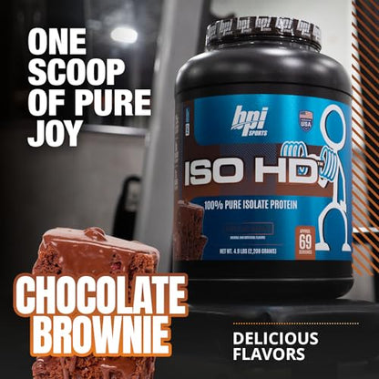 BPI Sports ISO HD Isolate Protein Chocolate Brownie - 69 Servings, 5.4 pounds - Maple Wellness Supplements