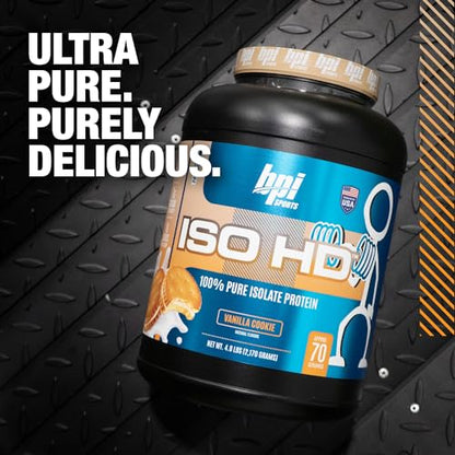 BPI Sports ISO HD Isolate Protein Vanilla Cookie, 76.8 oz - 69 Servings - Maple Wellness Supplements