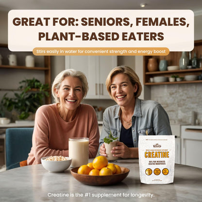 B.rad 100% Pure Micronized Creatine Monohydrate Powder | Natural, No Additives | Boosts Muscle Strength, Recovery & Performance | Supports Brain Health | 300g, 60 Servings - Maple Wellness Supplements