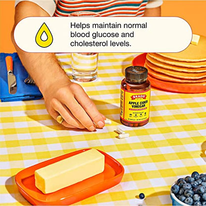 Bragg Apple Cider Vinegar Capsules - Vitamin D3 & Zinc - 750mg of Acetic Acid – Immune - Maple Wellness Supplements