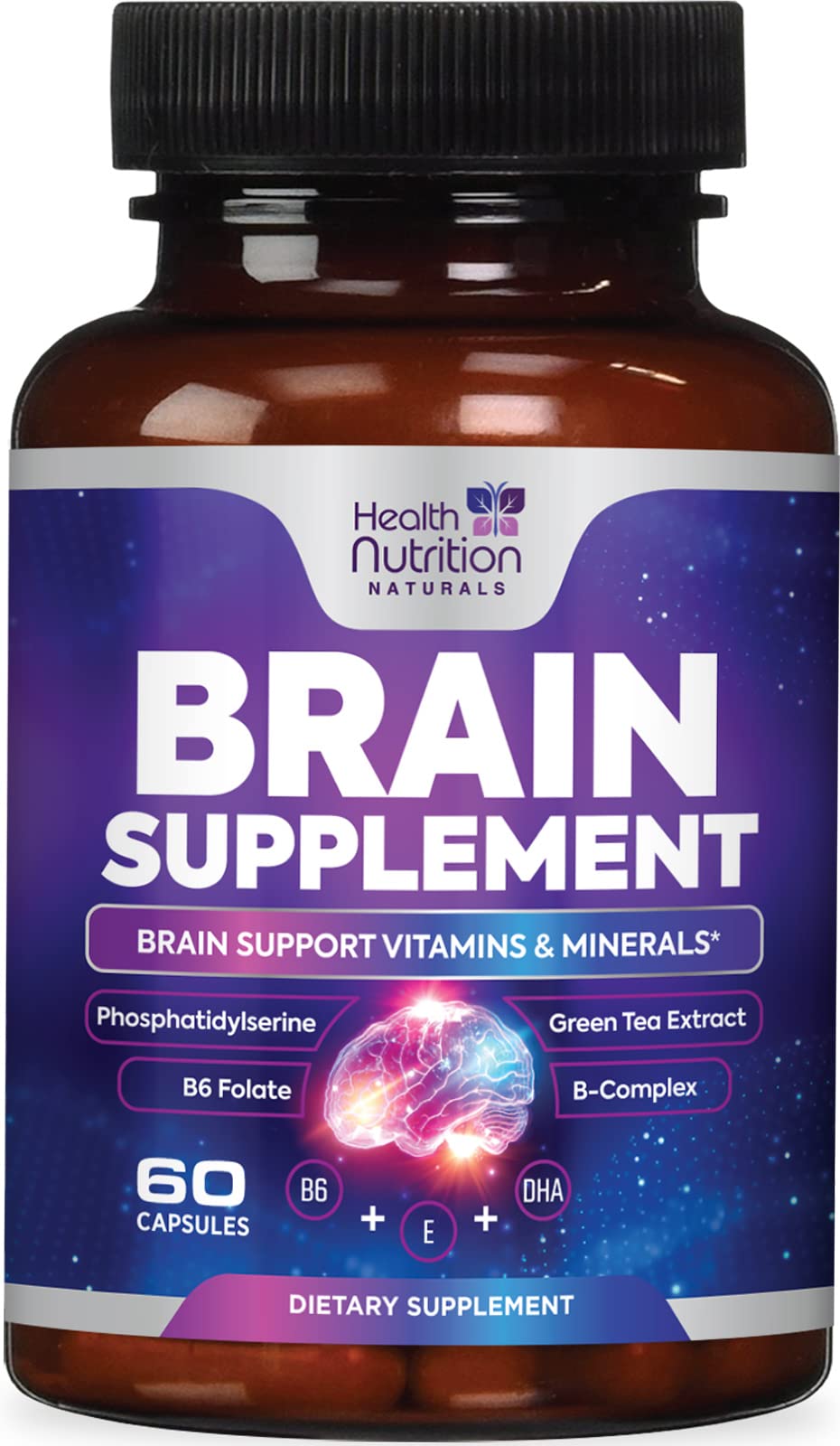 Brain Memory Supplement - 3X Strength Nootropics for Concentration, Clarity & Focus Support - Brain Health Cognitive Vitamins with Bacopa, Phosphatidylserine & DMAE 609mg, Brain Booster, 60 Capsules - Maple Wellness Supplements