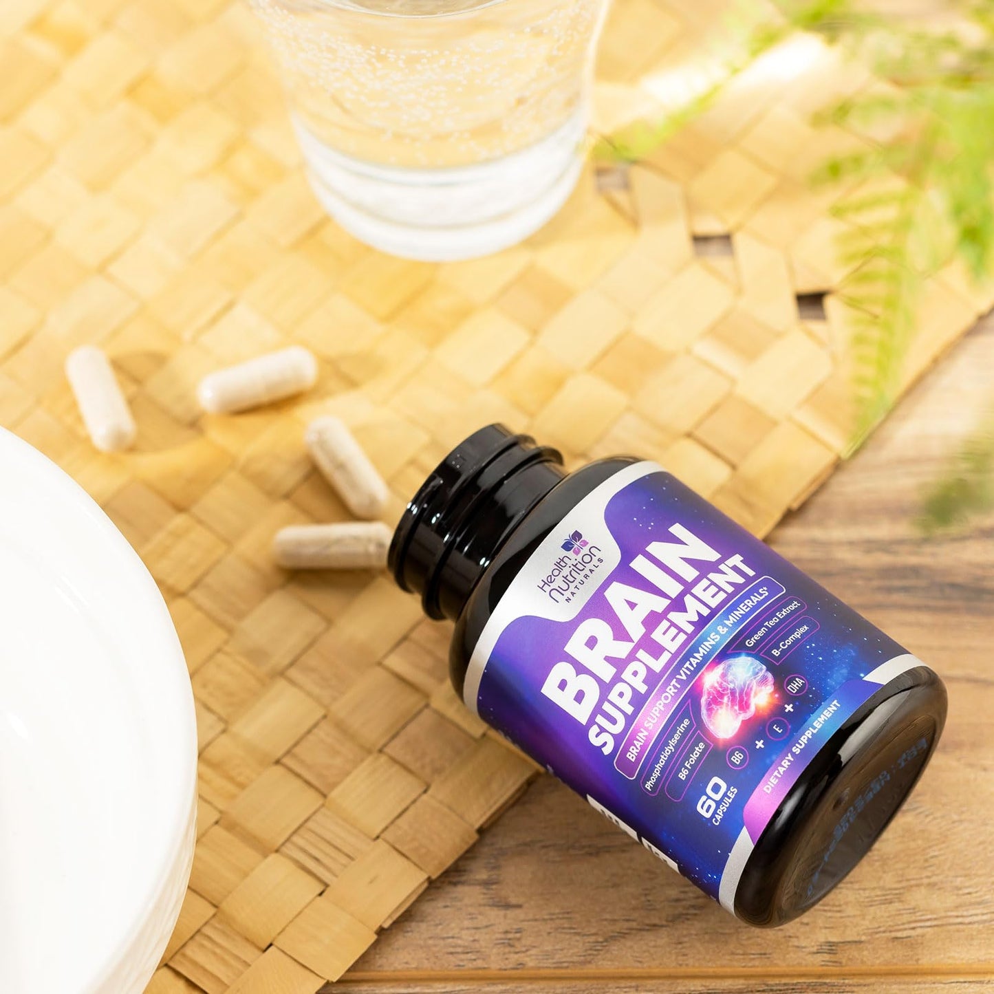 Brain Memory Supplement - 3X Strength Nootropics for Concentration, Clarity & Focus Support - Brain Health Cognitive Vitamins with Bacopa, Phosphatidylserine & DMAE 609mg, Brain Booster, 60 Capsules - Maple Wellness Supplements