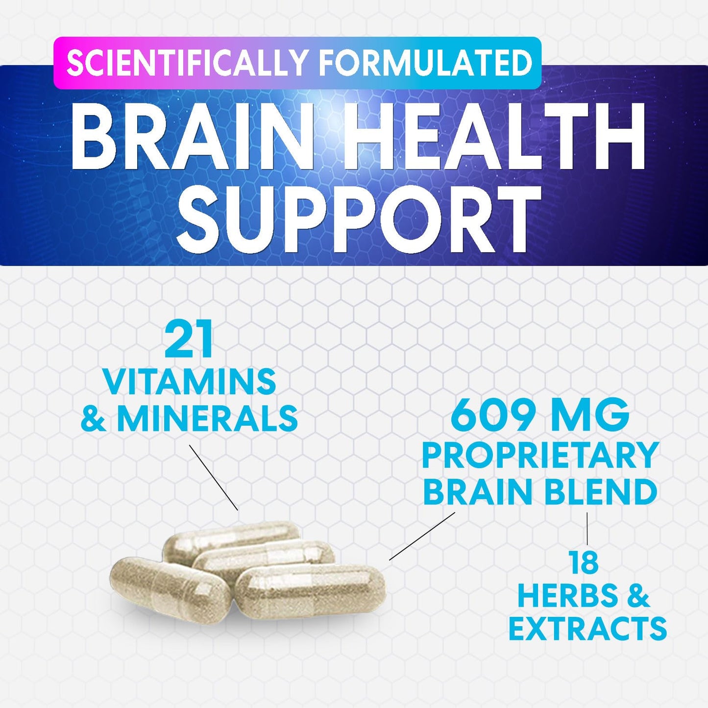 Brain Memory Supplement - 3X Strength Nootropics for Concentration, Clarity & Focus Support - Brain Health Cognitive Vitamins with Bacopa, Phosphatidylserine & DMAE, Brain Booster Pills, 120 Capsules - Maple Wellness Supplements