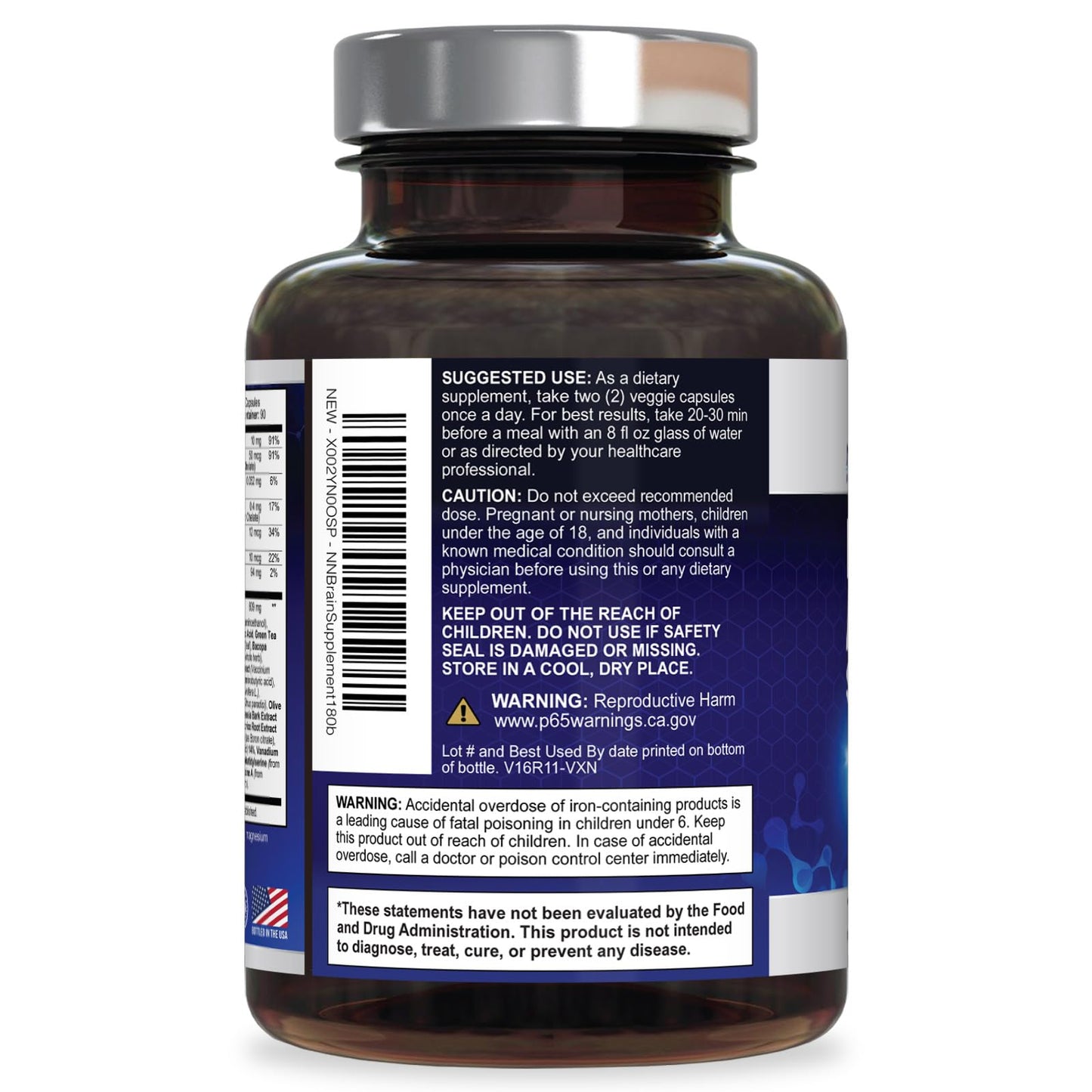 Brain Memory Supplement Pills - 3X Strength Nootropics for Concentration, Clarity & Focus Support - Brain Health Cognitive Vitamins with Bacopa, Phosphatidylserine & DMAE, Brain Booster - 180 Capsules - Maple Wellness Supplements