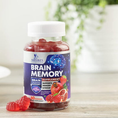 Brain Supplements for Memory & Focus Gummies - Brain Health Clarity with B6 B12 & Phosphatidylserine - Natural Nootropics Cognitive Concentration & Alertness Support Vitamins - 60 Vegan Gummies - Maple Wellness Supplements