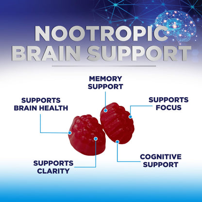 Brain Supplements for Memory & Focus Gummies - Brain Health Clarity with B6 B12 & Phosphatidylserine - Natural Nootropics Cognitive Concentration & Alertness Support Vitamins - 60 Vegan Gummies - Maple Wellness Supplements
