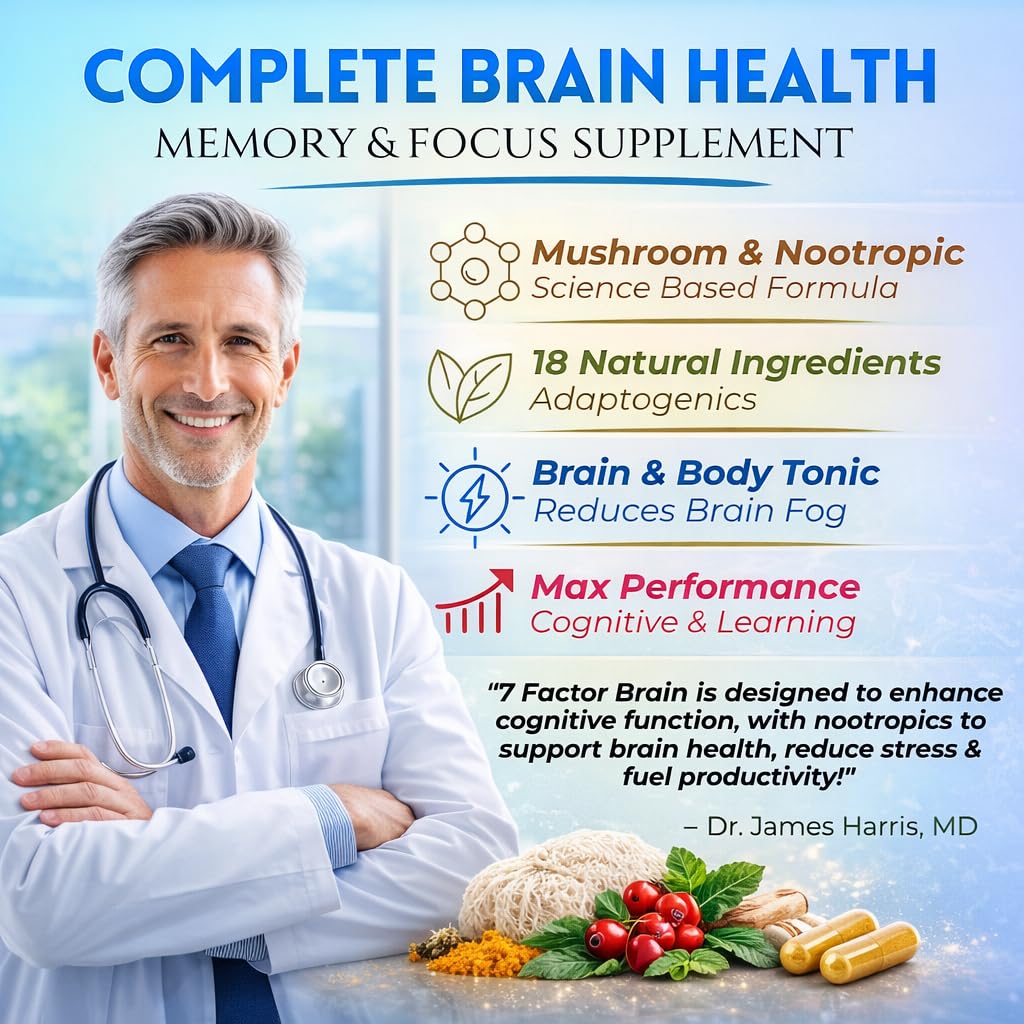 Brain Supplements for Memory & Focus - Nootropic Brain Health - Cognitive Performance, Clarity, Energy, Mental Vigor, Shilajit - Alpha Choline, Lion's Mane, Bacopa, 18 Premium Ingredients - Maple Wellness Supplements