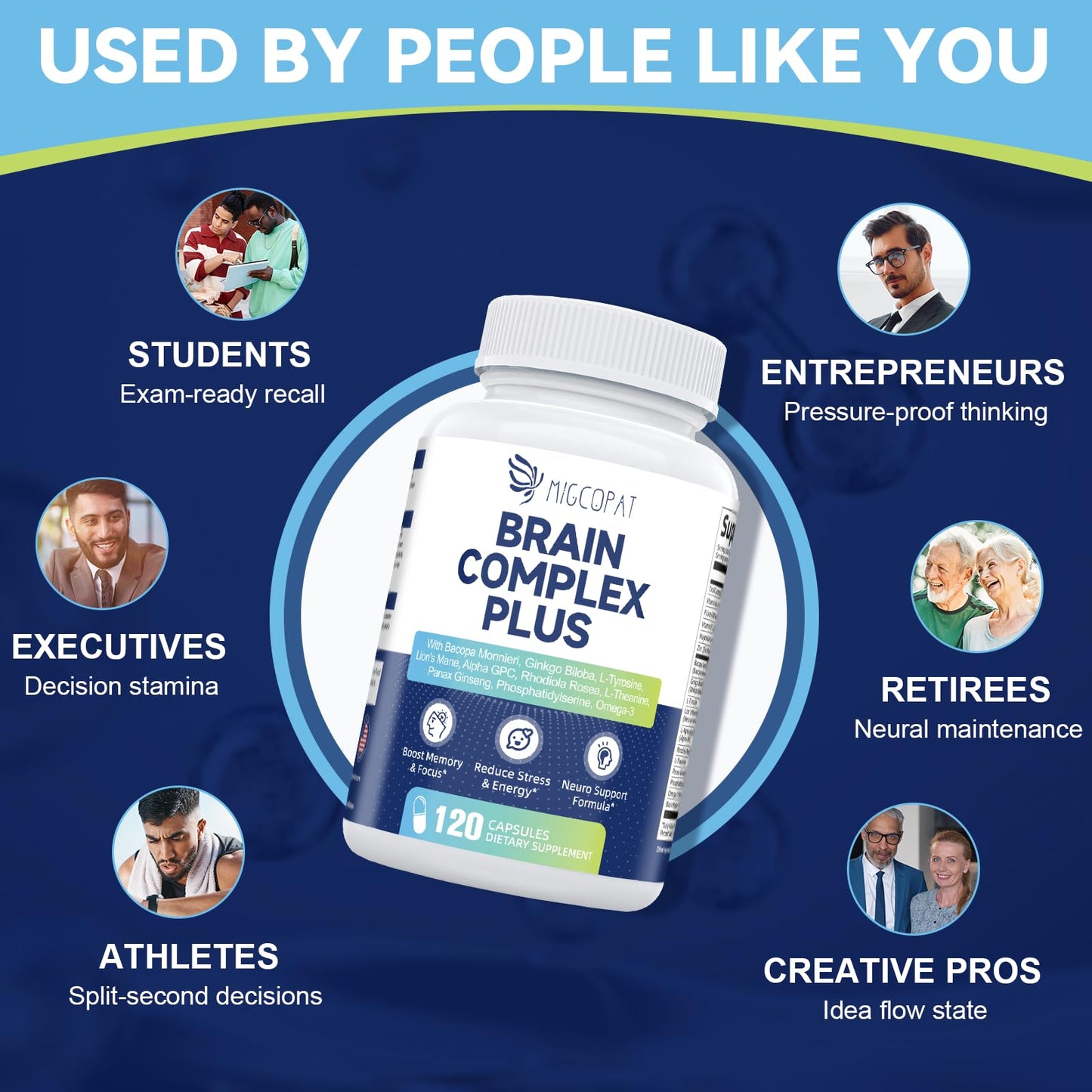 Brain Supplements for Memory & Focus - Nootropic with Bacopa Monnieri, Lion's Mane, Alpha GPC, Phosphatidylserine | Supports Mental Clarity & Cognitive Function | Vitamin B6 & B12-120 Capsules - Maple Wellness Supplements