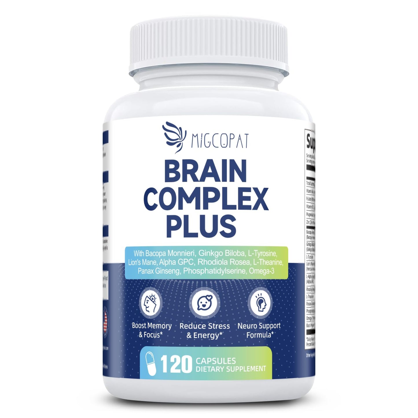 Brain Supplements for Memory & Focus - Nootropic with Bacopa Monnieri, Lion's Mane, Alpha GPC, Phosphatidylserine | Supports Mental Clarity & Cognitive Function | Vitamin B6 & B12-120 Capsules - Maple Wellness Supplements