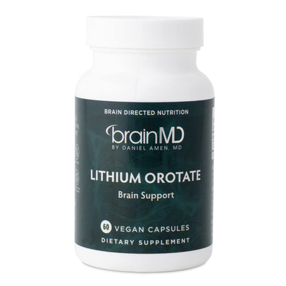 BRAINMD Dr Amen Lithium Orotate - 60 Capsules - Brain Support - Gluten Free - 60 Servings - Maple Wellness Supplements