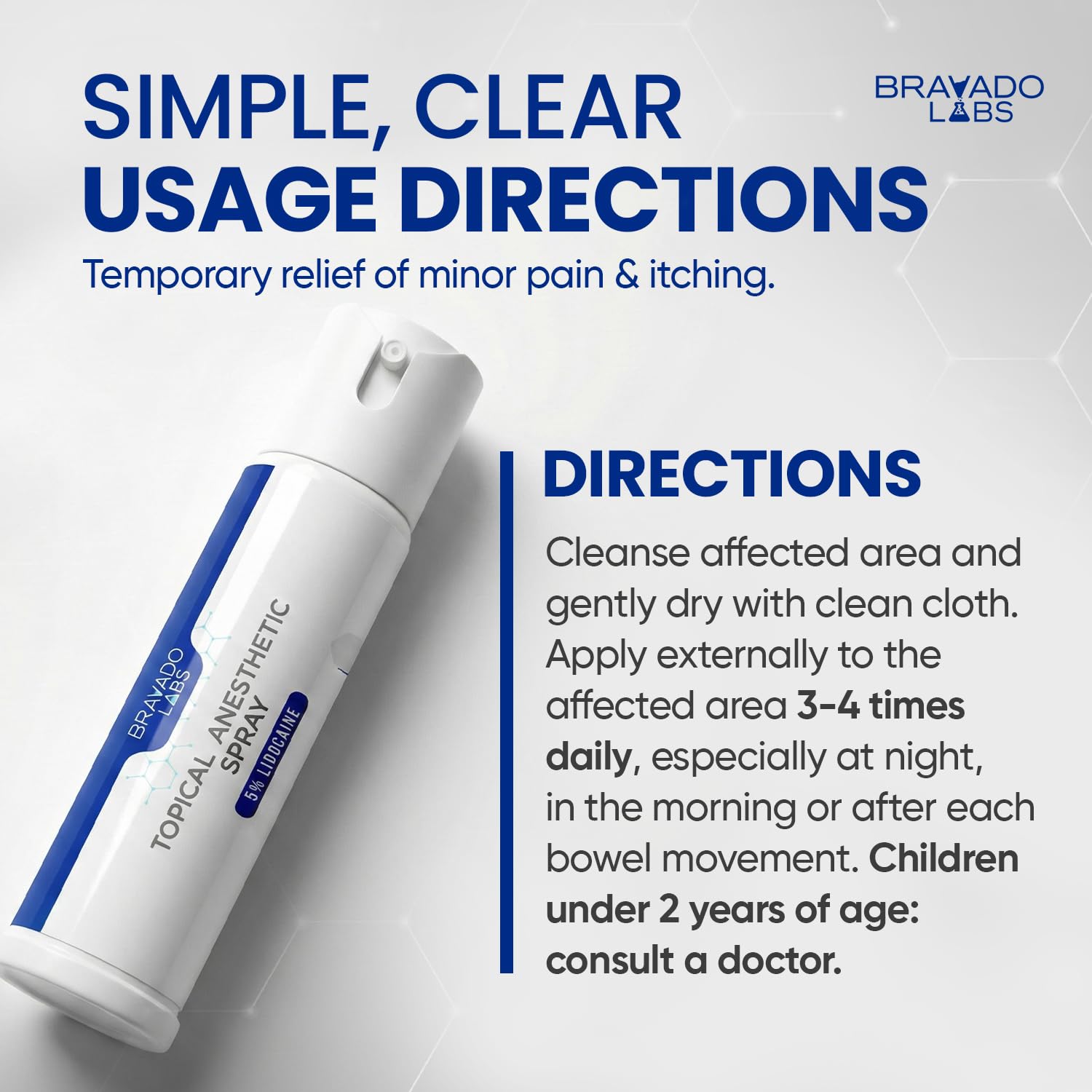 Bravado Labs 5% Lidocaine Spray Pain Relief - Maximum Strength Numbing Spray with Arnica & Emu Oil - Topical Anesthetic for Burns, Pain & Itch Relief - 1oz - Maple Wellness Supplements