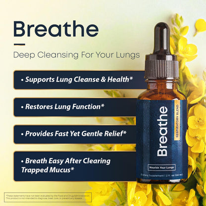 BREATHE & BREATHE PM Bundle - 60 Caps & 1 fl.oz. Mullein Drops for Lungs & Airways: Peppermint, Thyme, & Mullein Leaf Extract for Lungs Detox for Smokers - Clear Mucus & Breathe - GMO-Free & USA-Made - Maple Wellness Supplements