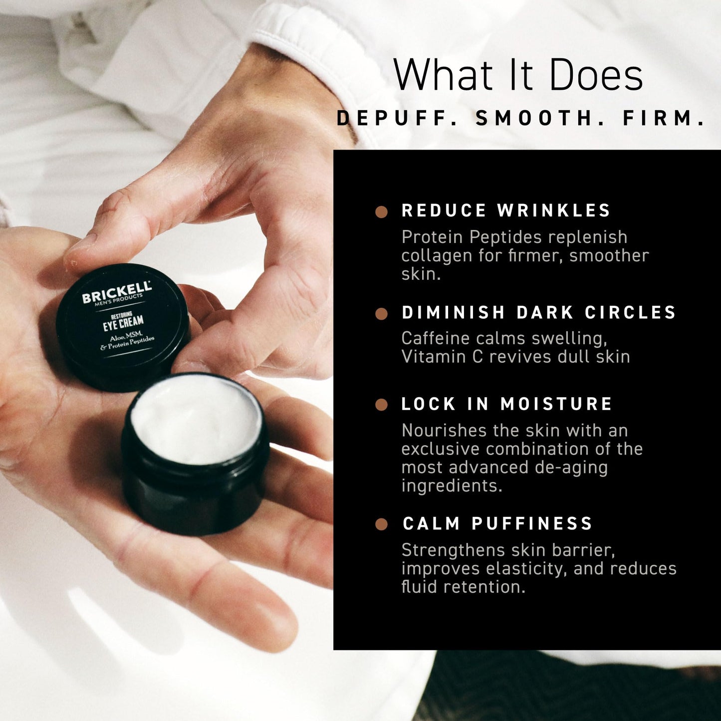 Brickell Men's Restoring Under Eye Cream for Men, Natural and Organic Anti Aging Eye Balm To Reduce Puffiness, Wrinkles, Dark Circles - Maple Wellness Supplements
