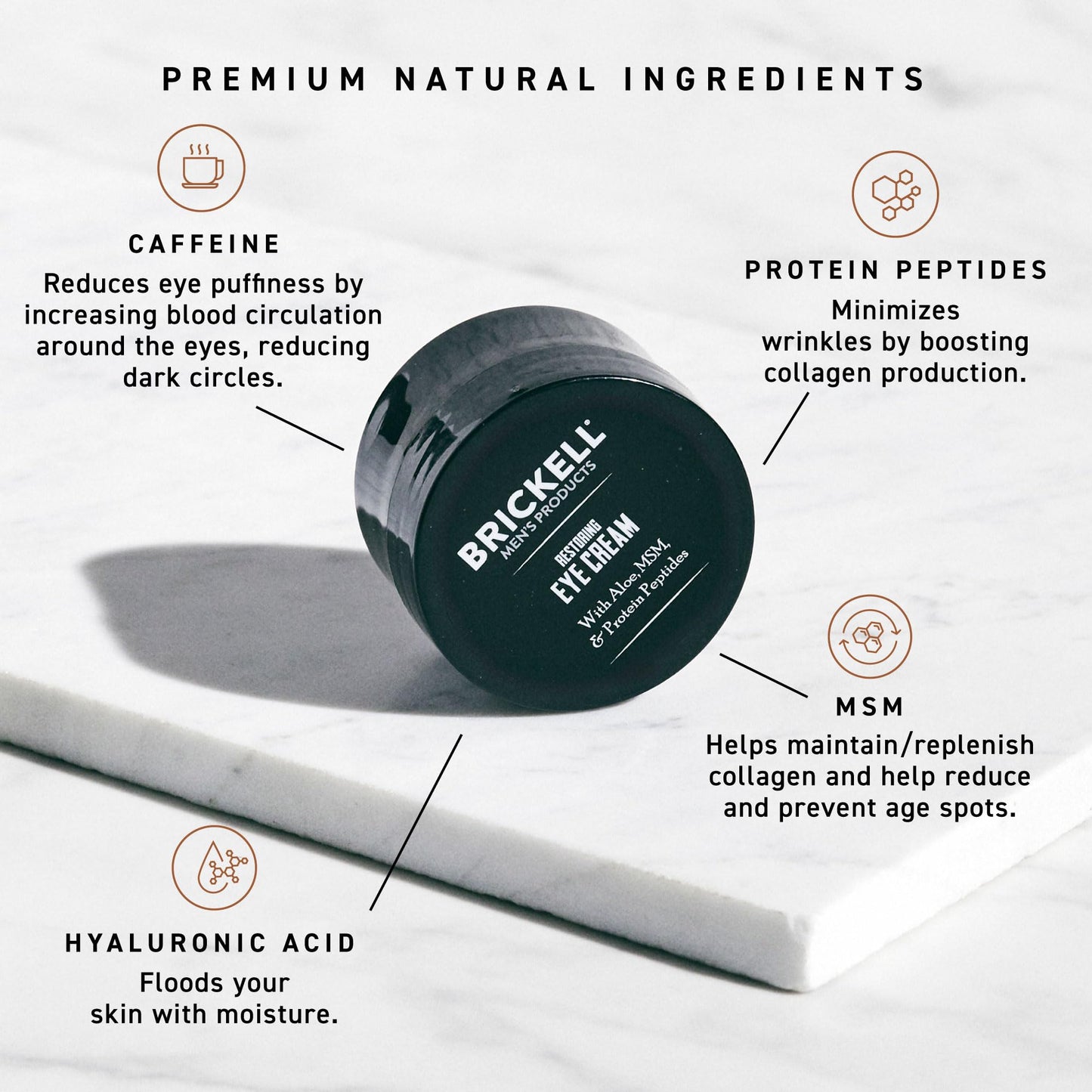 Brickell Men's Restoring Under Eye Cream for Men, Natural and Organic Anti Aging Eye Balm To Reduce Puffiness, Wrinkles, Dark Circles - Maple Wellness Supplements