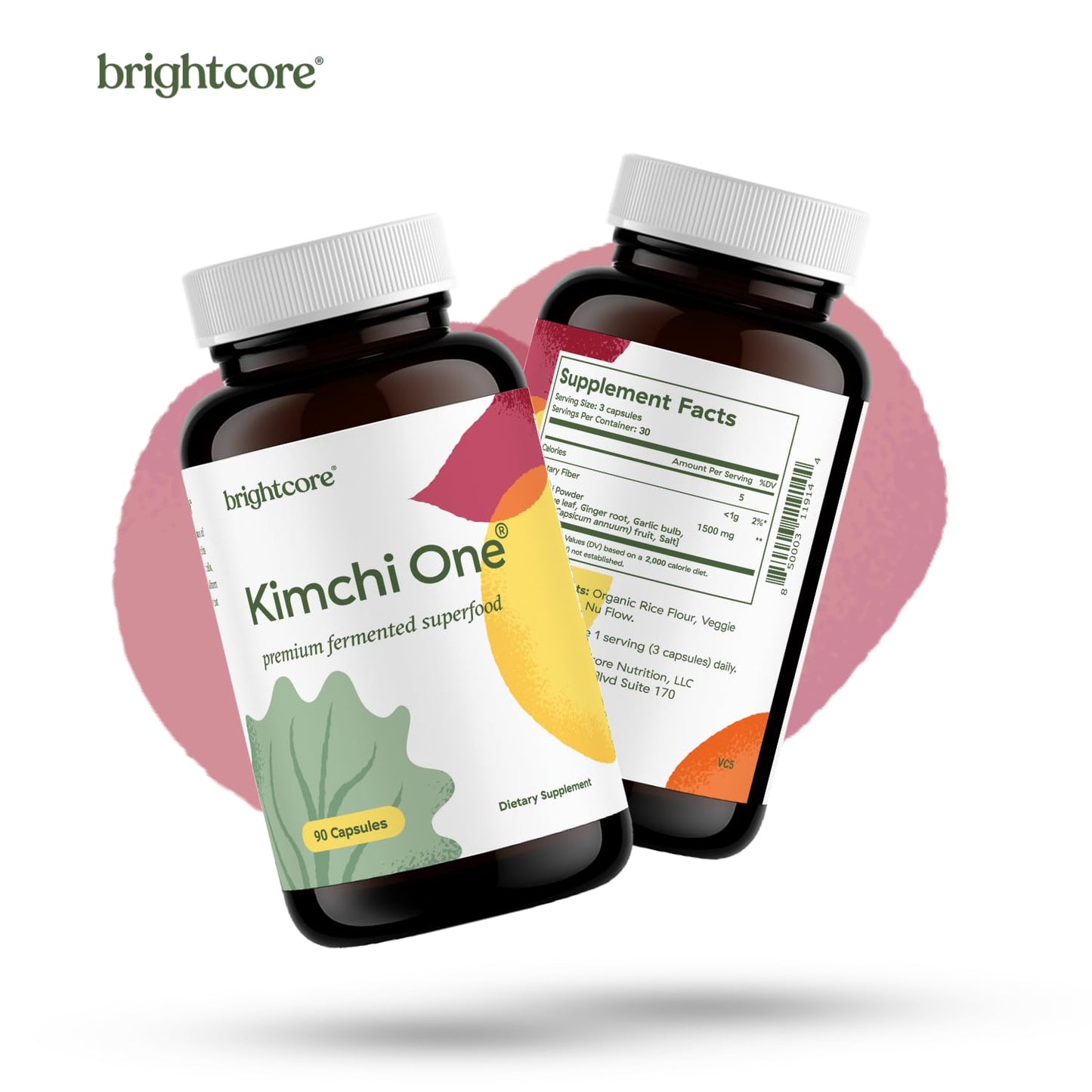 Brightcore Nutrition - Kimchi One, Kimchi Powder Capsules, Probiotics, Enzymes, & Antioxidant Supplement, Premium Gut Health Superfood - Maple Wellness Supplements