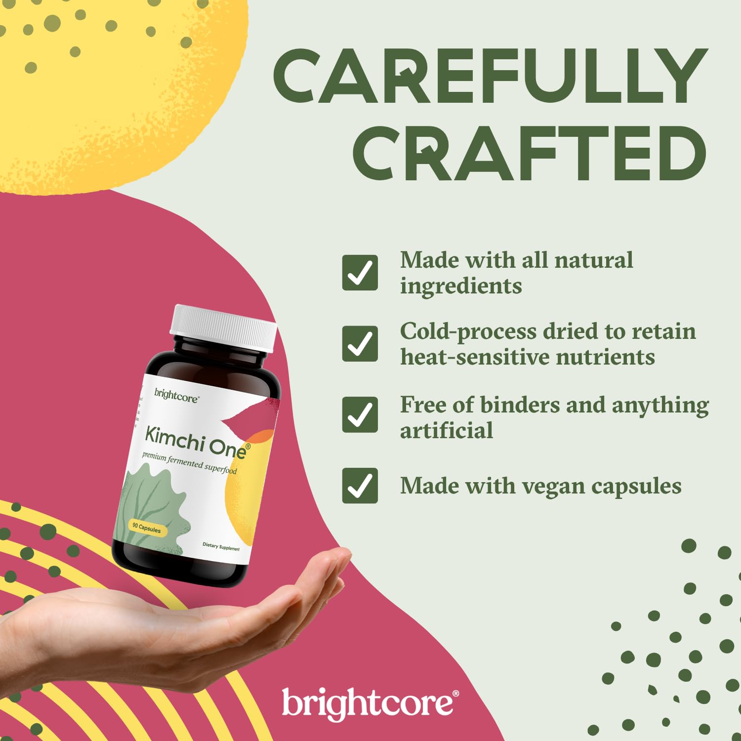 Brightcore Nutrition - Kimchi One, Kimchi Powder Capsules, Probiotics, Enzymes, & Antioxidant Supplement, Premium Gut Health Superfood - Maple Wellness Supplements