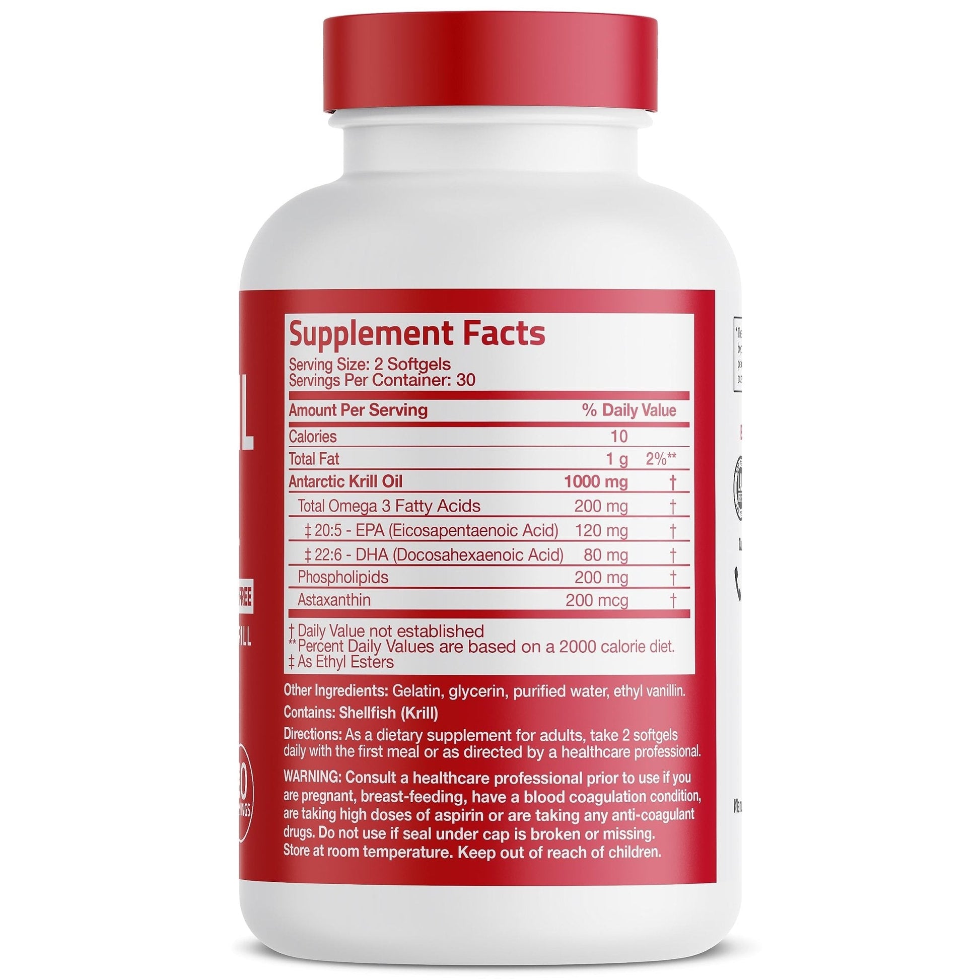 Bronson Antarctic Krill Oil 1000 mg with Omega-3s EPA, DHA, Astaxanthin - Maple Wellness Supplements