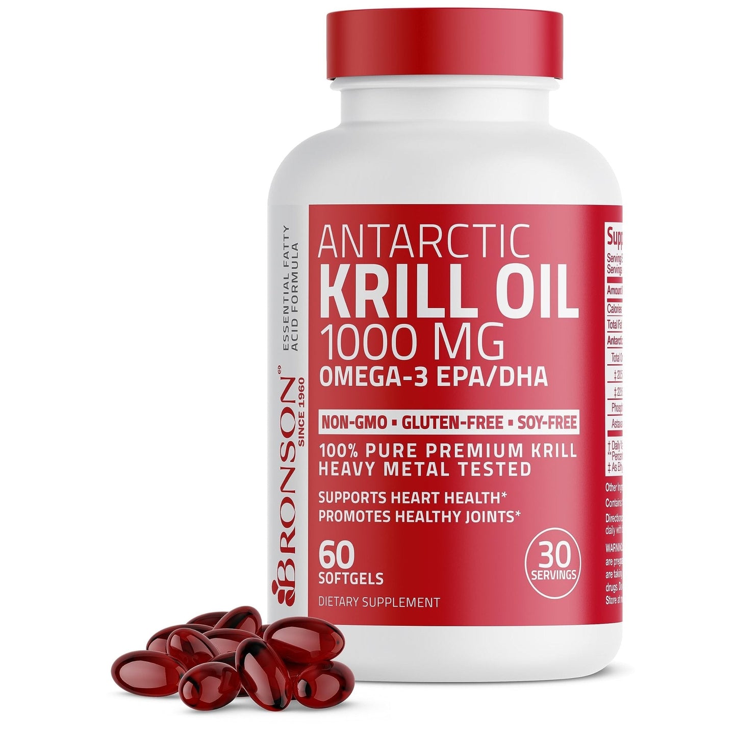 Bronson Antarctic Krill Oil 1000 mg with Omega-3s EPA, DHA, Astaxanthin - Maple Wellness Supplements
