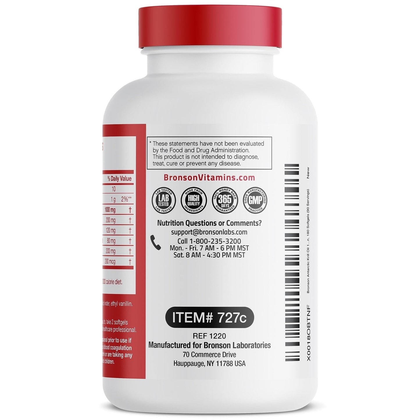 Bronson Antarctic Krill Oil 1000 mg with Omega-3s EPA, DHA, Astaxanthin and Phospholipid - Maple Wellness Supplements
