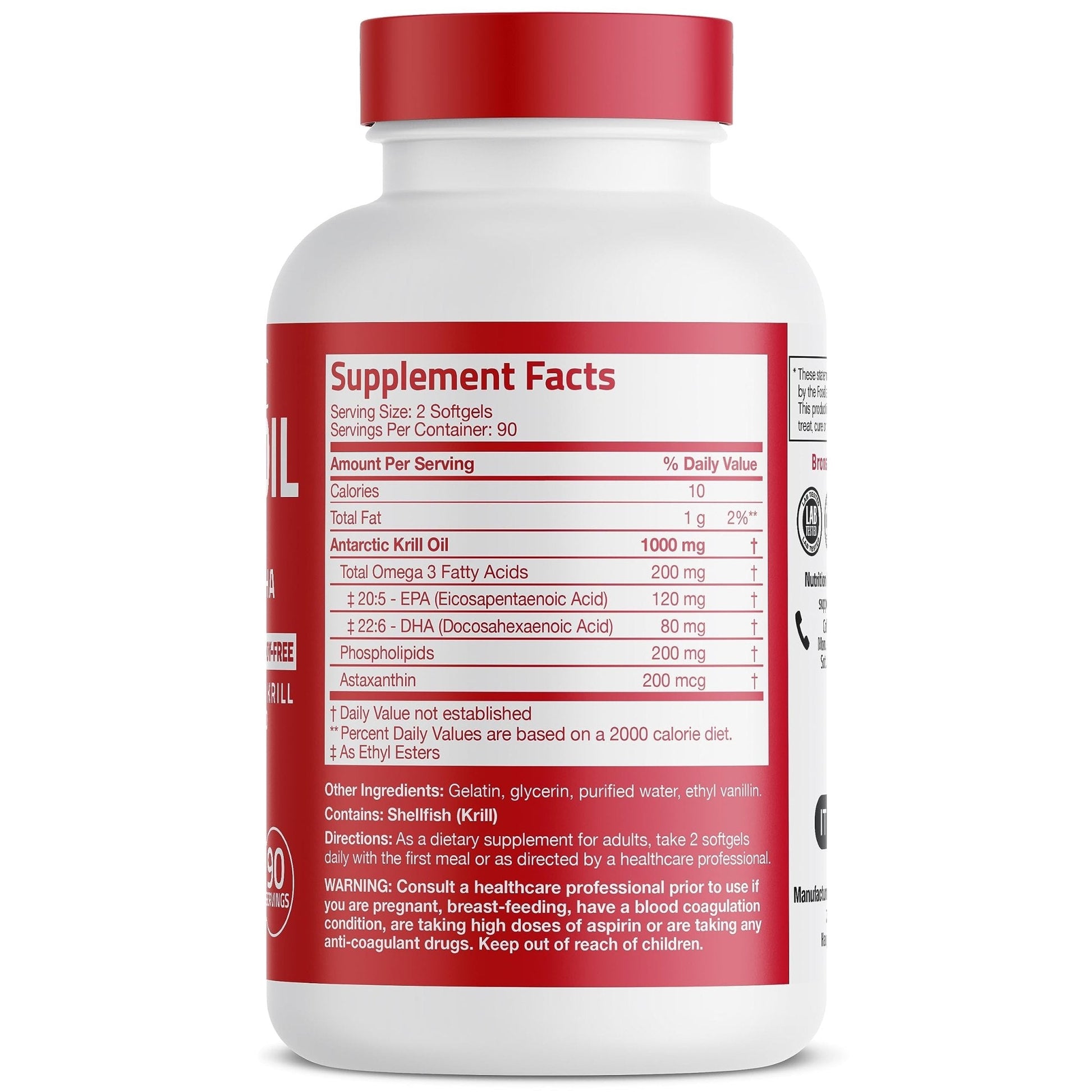 Bronson Antarctic Krill Oil 1000 mg with Omega-3s EPA, DHA, Astaxanthin and Phospholipid - Maple Wellness Supplements