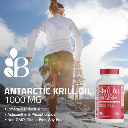 Bronson Antarctic Krill Oil 1000 mg with Omega-3s EPA, DHA, Astaxanthin and Phospholipids 120 Softgels - Maple Wellness Supplements