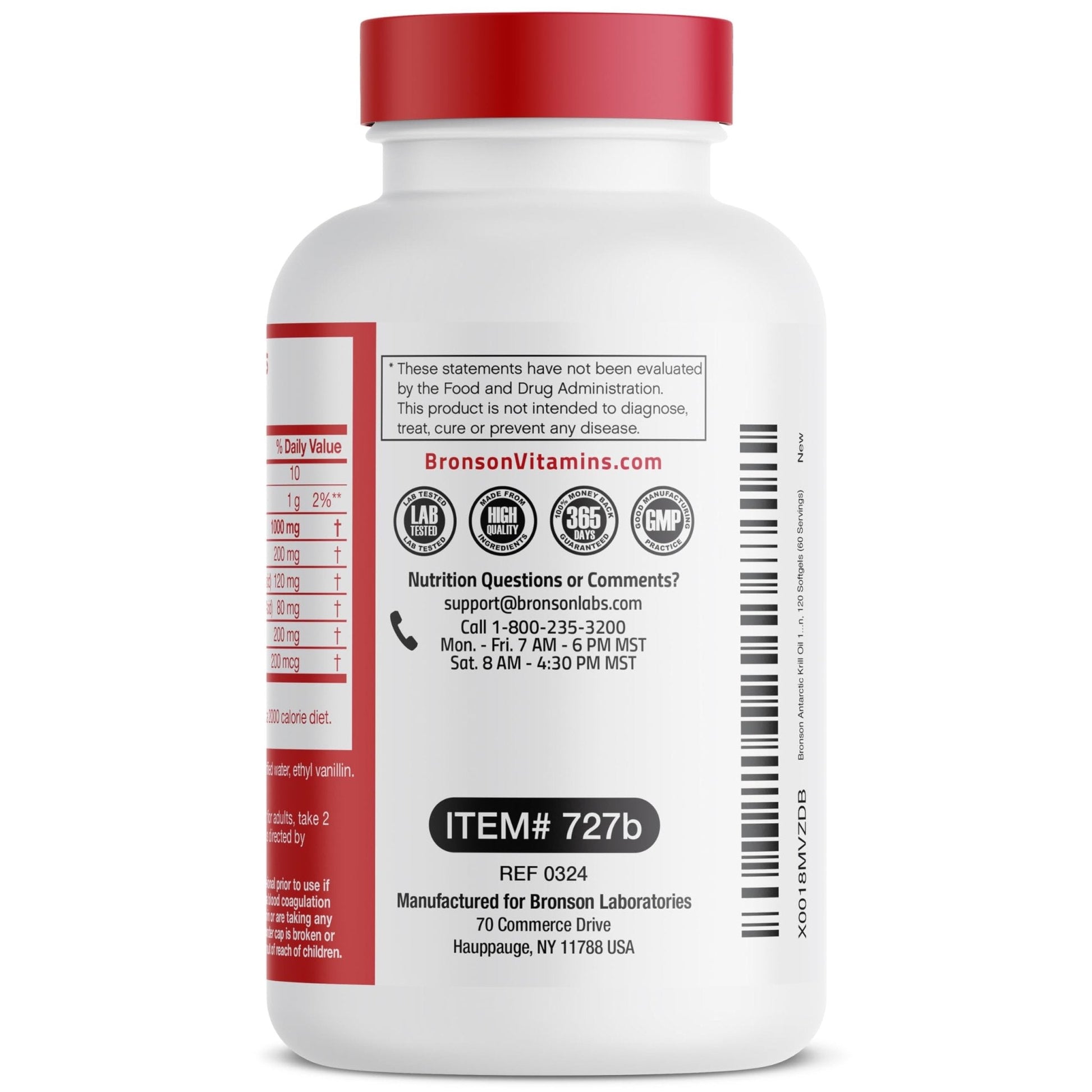 Bronson Antarctic Krill Oil 1000 mg with Omega-3s EPA, DHA, Astaxanthin and Phospholipids 120 Softgels - Maple Wellness Supplements