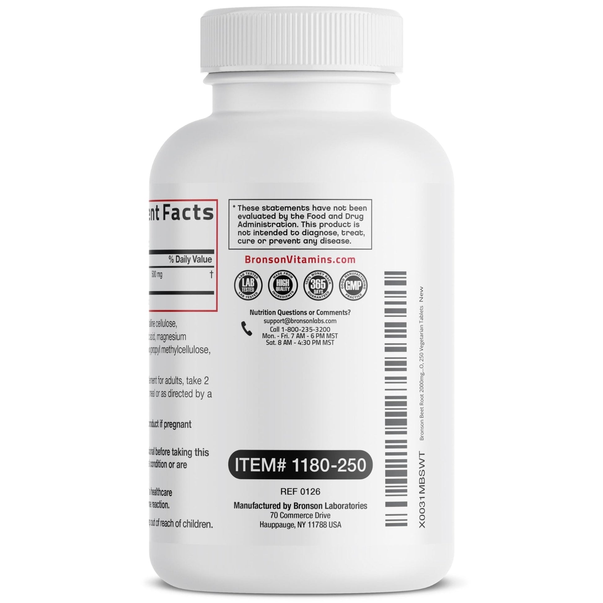 Bronson Beet Root Extra Strength, Non-GMO, 250 Vegetarian Tablets - Maple Wellness Supplements