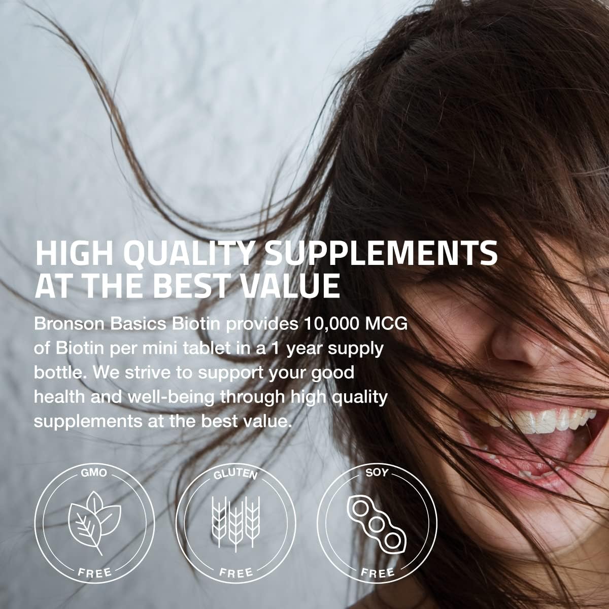 Bronson Biotin 10,000mcg, Supports Healthy Hair, Skin and Nails, Vegetarian, Non-GMO, 150 Tablets - Maple Wellness Supplements