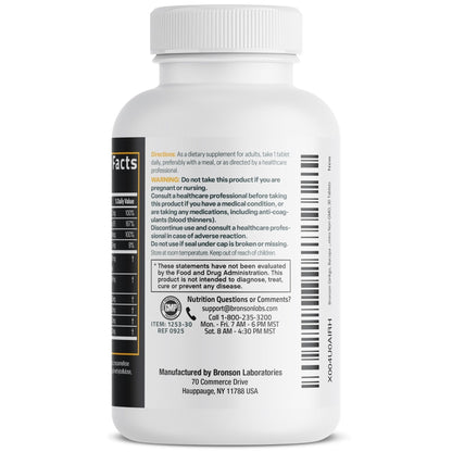Bronson Ginkgo, Bacopa & Acetyl L-Carnitine Brain & Memory Support Complex with L-Tyrosine, Choline, CoQ10 & Phosphatidylserine Plus Key B Vitamins Non-GMO, 30 Tablets - Maple Wellness Supplements