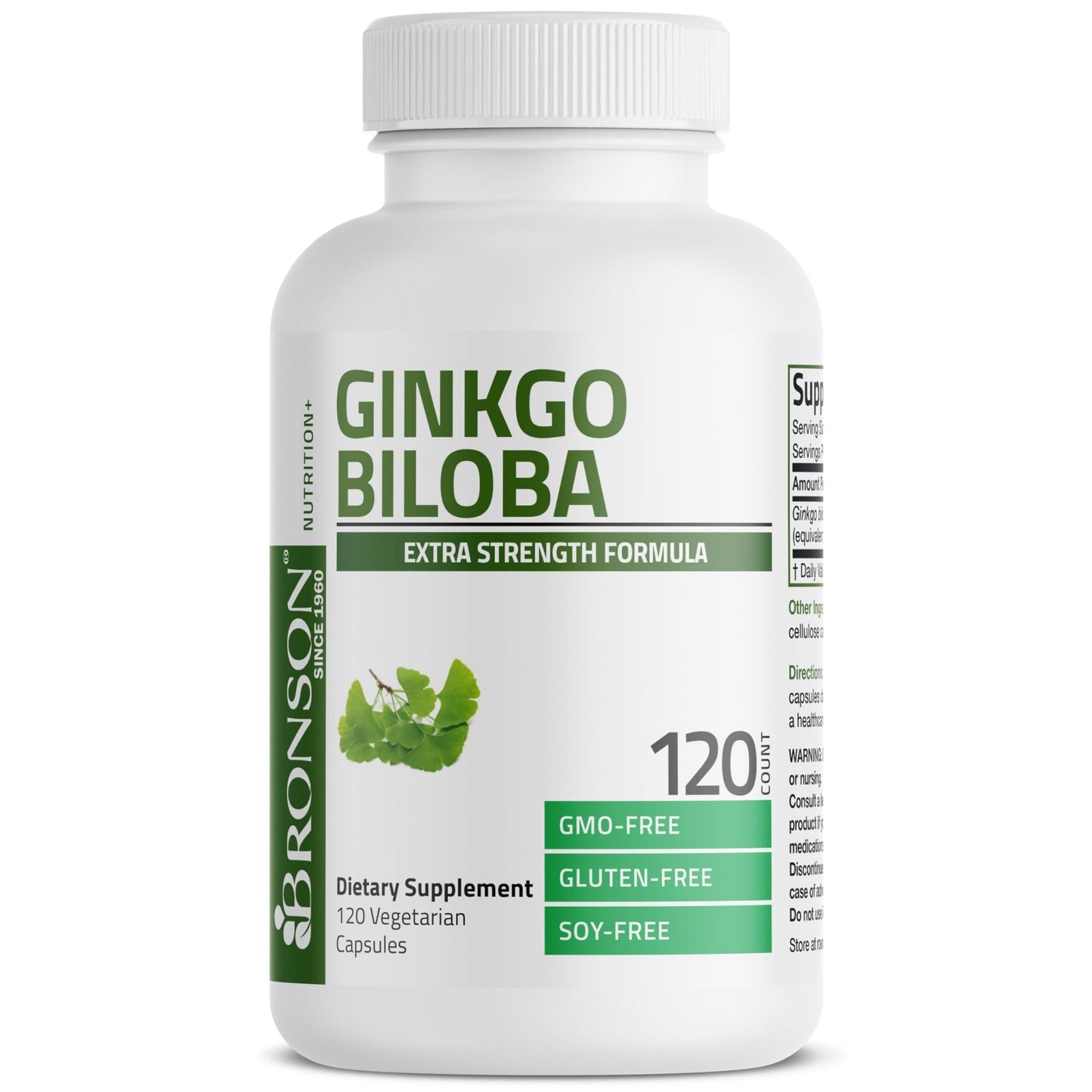 Bronson Ginkgo Biloba Extra Strength Supports Brain Function & Memory Support, 120 Vegetarian Capsules - Maple Wellness Supplements