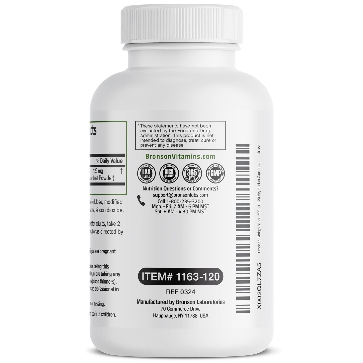 Bronson Ginkgo Biloba Extra Strength Supports Brain Function & Memory Support, 120 Vegetarian Capsules - Maple Wellness Supplements