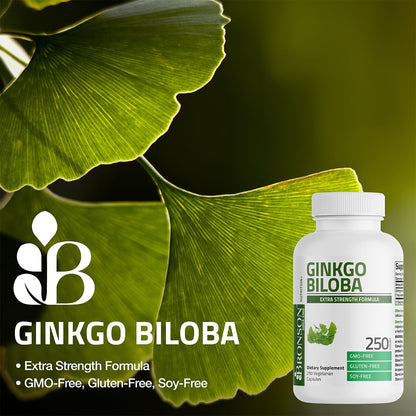 Bronson Ginkgo Biloba Extra Strength Supports Brain Function & Memory Support, 120 Vegetarian Capsules - Maple Wellness Supplements