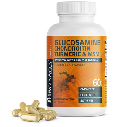 Bronson Glucosamine Chondroitin Turmeric & MSM Advanced Joint & Cartilage Formula, Supports Healthy Joints - Maple Wellness Supplements