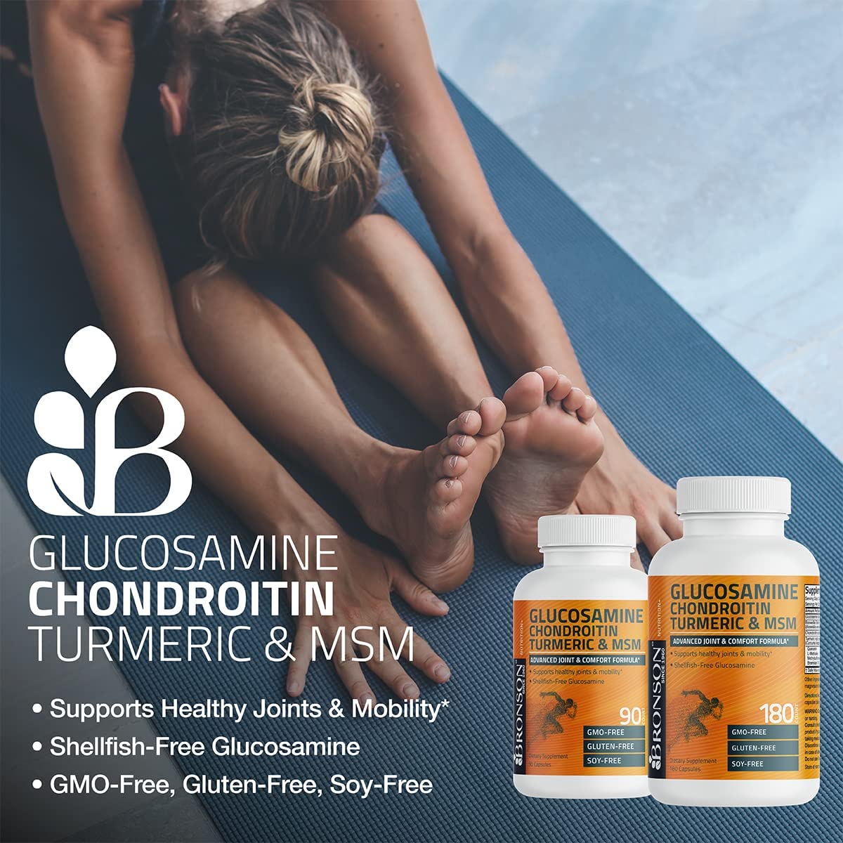 Bronson Glucosamine Chondroitin Turmeric & MSM Advanced Joint & Cartilage Formula, Supports Healthy Joints - Maple Wellness Supplements