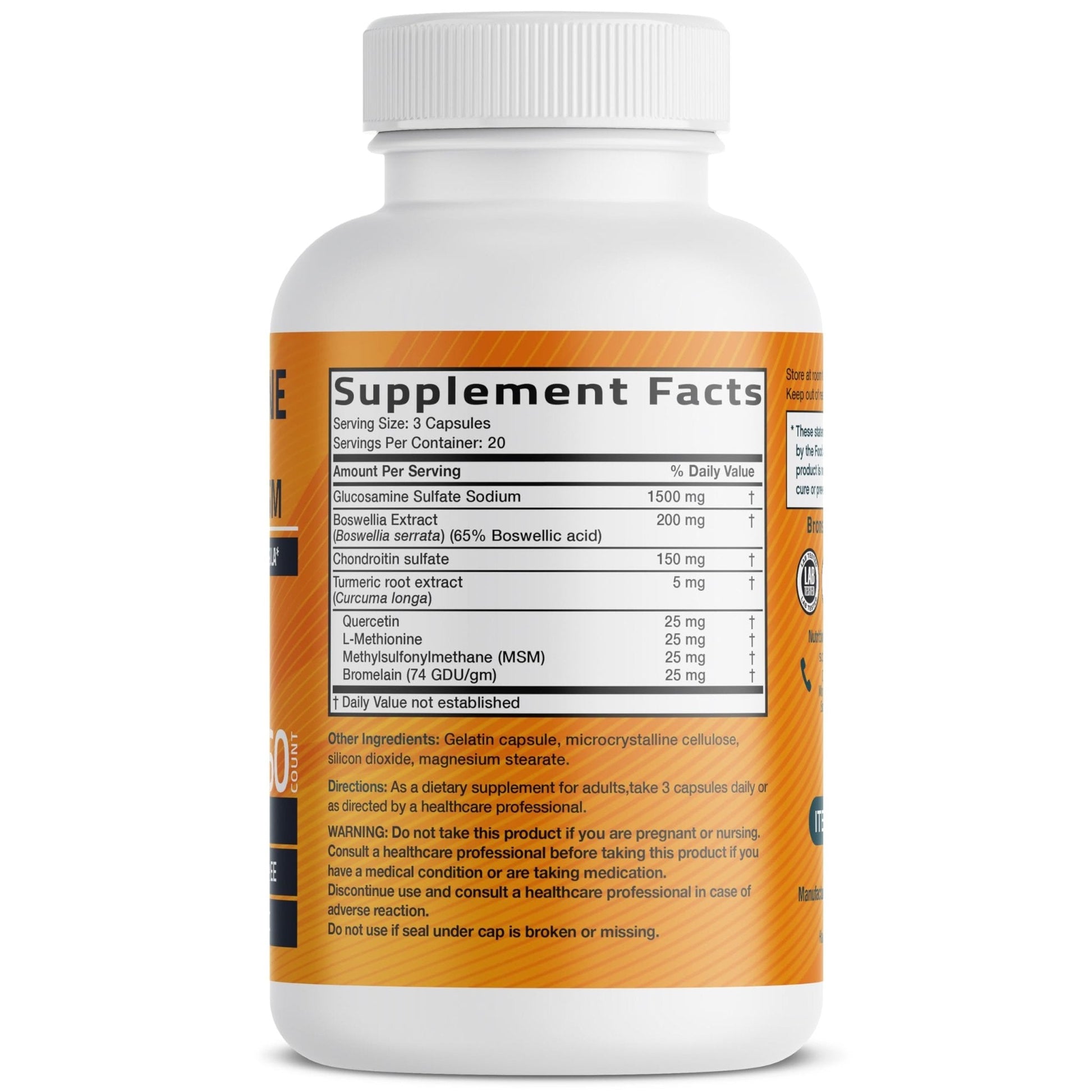 Bronson Glucosamine Chondroitin Turmeric & MSM Advanced Joint & Cartilage Formula, Supports Healthy Joints - Maple Wellness Supplements