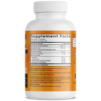Bronson Glucosamine Chondroitin Turmeric & MSM Advanced Joint & Cartilage Formula, Supports Healthy Joints - Maple Wellness Supplements