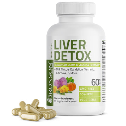 Bronson Liver Detox Advanced Detox & Cleansing Formula Supports Health Liver Function with Milk Thistle, Dandelion Extract, Turmeric, Artichoke Leaf & More - Maple Wellness Supplements